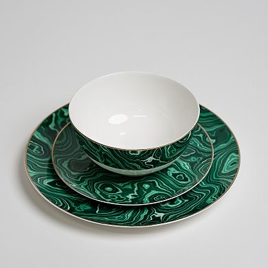 Ozarke Green River Plate Set, Fine Bone China - Set of 12