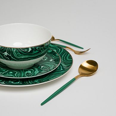 Ozarke Green River Plate Set, Fine Bone China - Set of 12