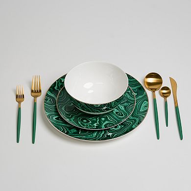 Ozarke Green River Plate Set, Fine Bone China - Set of 12