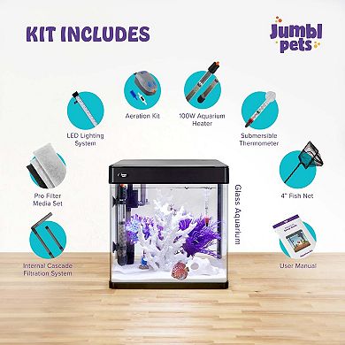 Jumblpets Premium Fish Aquarium Kit, Complete Glass Fish Tank Kit W/led Lighting & More (7 Gallon)