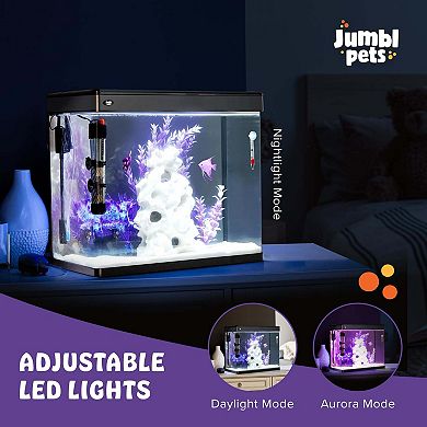 Jumblpets Premium Fish Aquarium Kit, Complete Glass Fish Tank Kit W/led Lighting & More (7 Gallon)