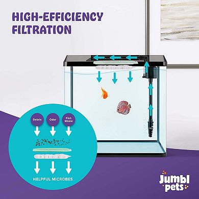 Jumblpets Starter Fish Aquarium Kit, Beginner Glass Fish Tank Kit W/LED Lighting & More (10 Gallon)