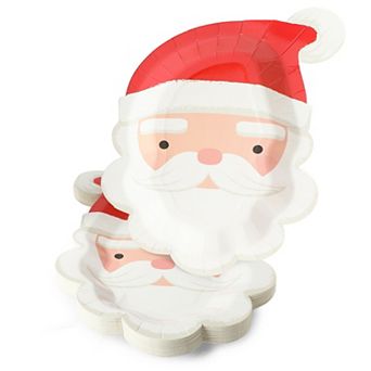 24x Christmas Santa Claus Paper Plates For Holiday Party Dinnerware 7.5x10 In