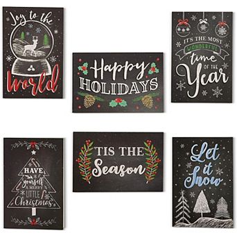 48 pk Christmas Greeting Cards With Envelopes, Holiday Chalkboard Designs, 4x6