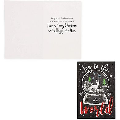 48 Pk Christmas Greeting Cards With Envelopes, Holiday Chalkboard Designs, 4x6