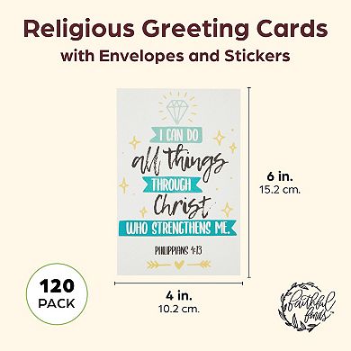 120 Pack Christian Greeting Cards Bulk With Envelopes For Birthday Wedding, 4x6"