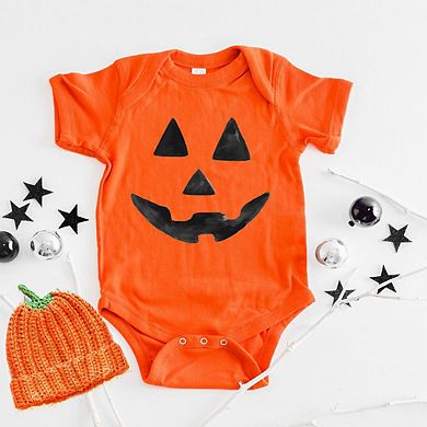 Watercolor Jack-o-lantern Face Baby Bodysuit