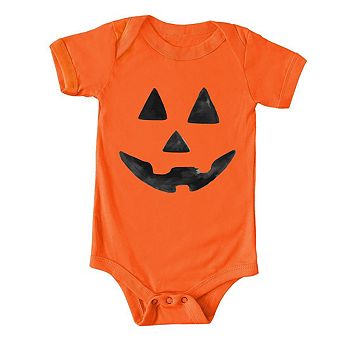 Watercolor Jack-o-lantern Face Baby Bodysuit