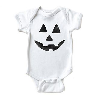 Watercolor Jack-o-lantern Face Baby Bodysuit