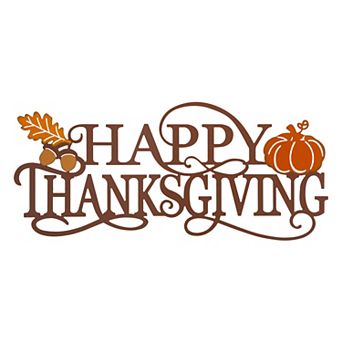 Glitzhome Happy Thanksgiving Metal Sign, Thankful Wall Decor Yard Sign, 24.02×10.63 Inch