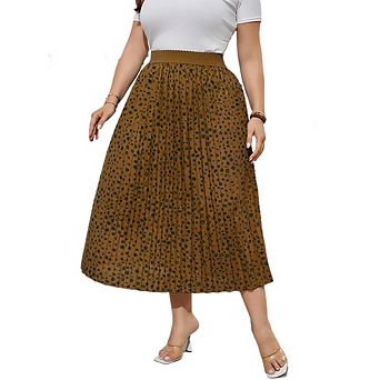 Women's Plus Size Skirt Elastic Waist Boho Skirts Plus Size Midi Skirts For Curvy Women