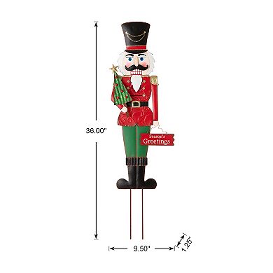 Glitzhome 36inch Metal Yard Sign, Christmas Wall Standing Decoration