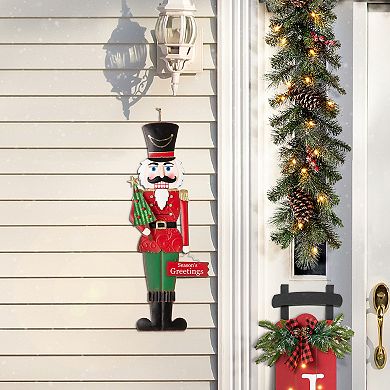 Glitzhome 36inch Metal Yard Sign, Christmas Wall Standing Decoration