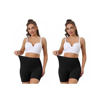 2 Packs Women's Mid-thigh Boxer Underwear Full Coverage Soft Stretch Boyshorts Panties