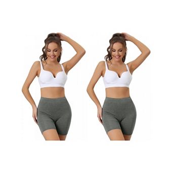 2 Packs Women's Mid-thigh Boxer Underwear Full Coverage Soft Stretch Boyshorts Panties