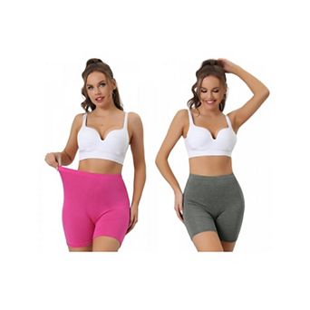 2 Packs Women's Mid-thigh Boxer Underwear Full Coverage Soft Stretch Boyshorts Panties
