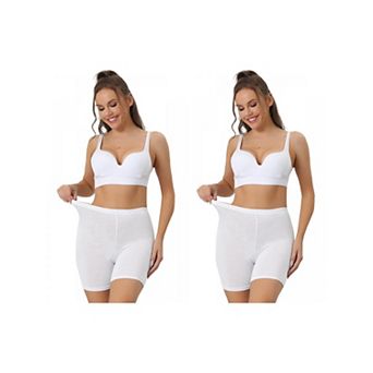 2 Packs Women's Mid-thigh Boxer Underwear Full Coverage Soft Stretch Boyshorts Panties