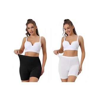 2 Packs Women's Mid-thigh Boxer Underwear Full Coverage Soft Stretch Boyshorts Panties