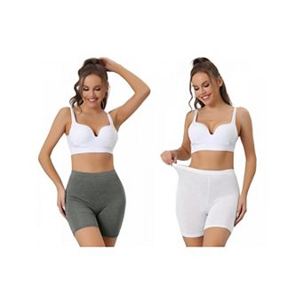 2 Packs Women's Mid-thigh Boxer Underwear Full Coverage Soft Stretch Boyshorts Panties