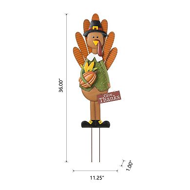 Glitzhome 36"H Metal Pilgrim Decorative Yard Signs, Thanksgiving Wall Decor Hanging Ornament