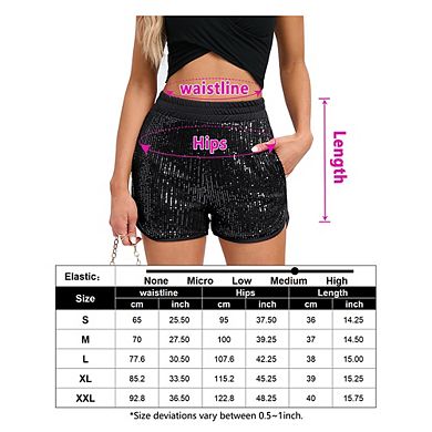 Womens Shorts Sequin High Waist Mini Shorts Glitter Dance Hip Sparkle Party Disco