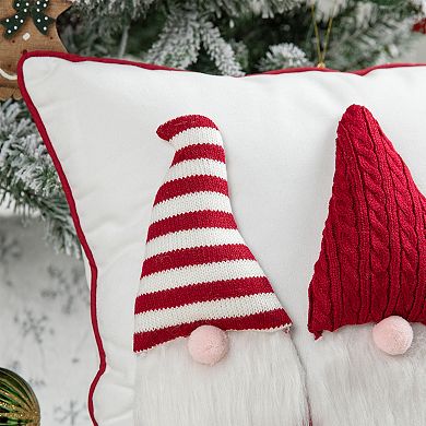 Glitzhome 18''L Christmas Throw Pillows, Knitted Gnome Pillow 3D Heavy Cotton Pillows
