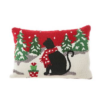 Glitzhome Hooked Christmas Pillow, Christmas Throw Pillows Cushion, 18" Lx12 H