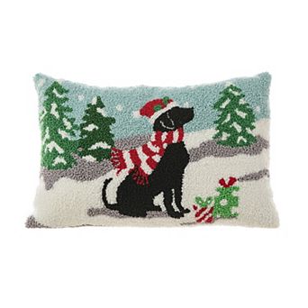 Glitzhome Hooked Christmas Pillow, Christmas Throw Pillows Cushion, 18" Lx12 H