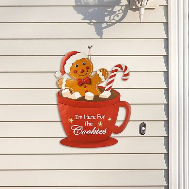Glitzhome Gingerbread Man Garden Yard Stake, 30.25" Metal Yard Signs Christmas Hanging Wall Decor