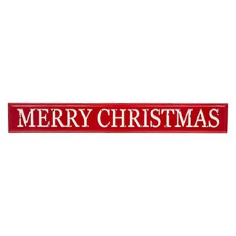 Glitzhome 46" L Merry Christmas Wall Art Decor, Enameled Metal Cristmas Hanging Wall Plaques Signs