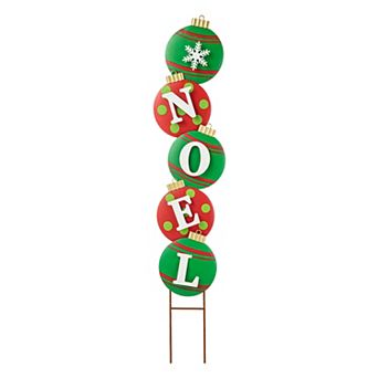 Glitzhome Joy Garden Yard Stake, 42" Metal Yard Signs Christmas Hanging Wall Xmas Decorative