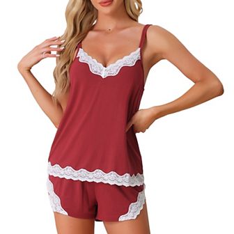 Womens Pajama Set Lace Cami Sleepwear Shorts 2 pc Set
