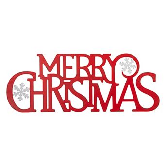 Glitzhome 24"L Merry Christmas Wall Sign, Metal Cutout Words Wall Decor