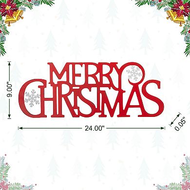 Glitzhome 24"L Merry Christmas Wall Sign, Metal Cutout Words Wall Decor