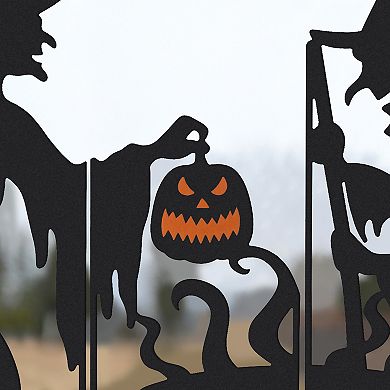 Glitzhome Set of 5 Halloween Metal Silhouette Witches with Cauldron Yard Stakes