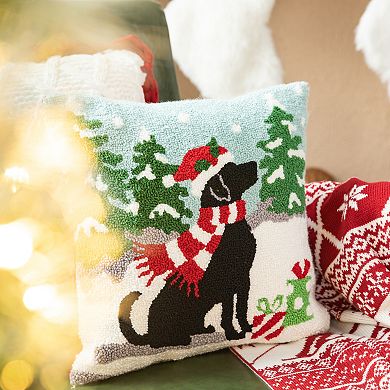 Glitzhome 14"l Hooked Christmas Dog Pillow