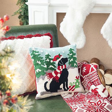 Glitzhome 14"l Hooked Christmas Dog Pillow