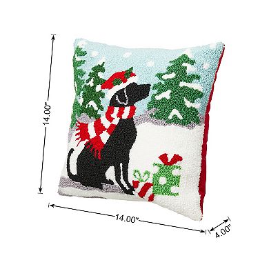 Glitzhome 14"l Hooked Christmas Dog Pillow