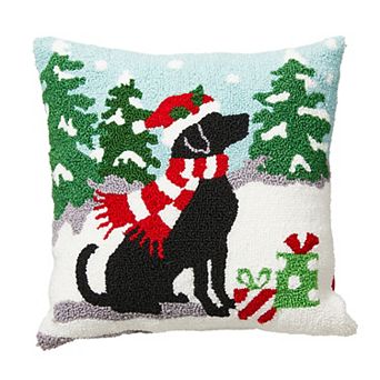Glitzhome 14"l Hooked Christmas Dog Pillow
