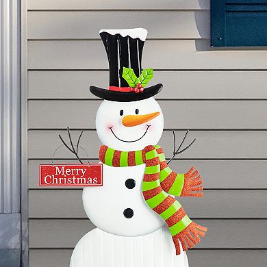 Glitzhome 40"h Metal Snowman Yard Stake