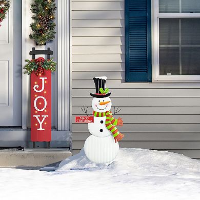 Glitzhome 40"h Metal Snowman Yard Stake