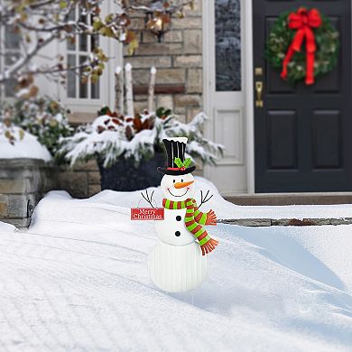 Glitzhome 40"h Metal Snowman Yard Stake