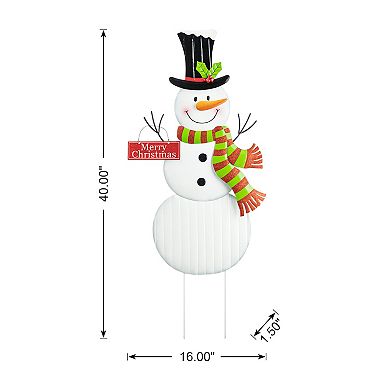 Glitzhome 40"h Metal Snowman Yard Stake