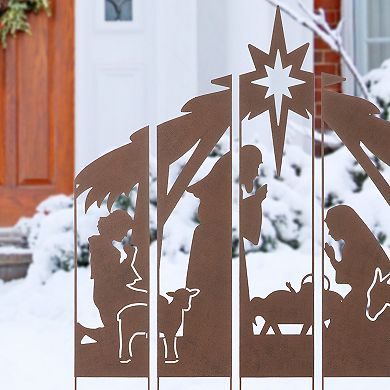 Glitzhome 41.5"h Metal Nativity Combo Yard Stake
