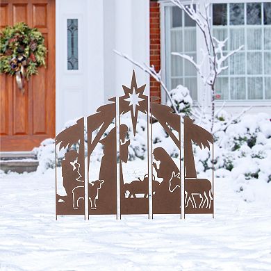 Glitzhome 41.5"h Metal Nativity Combo Yard Stake