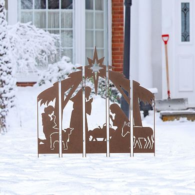 Glitzhome 41.5"h Metal Nativity Combo Yard Stake