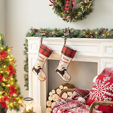 Glitzhome 2 Pcs Dachshund Head Stocking Holder, 5.92 Inch Hanging Hooks for Christmas