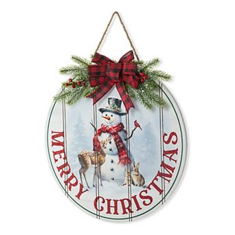 Glitzhome Christmas Wall Sign Decoration, Merry Christmas Hanging Sign Wall Decor,15"D