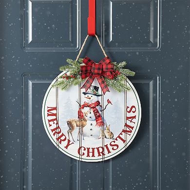 Glitzhome Christmas Wall Sign Decoration, Merry Christmas Hanging Sign Wall Decor,15"D