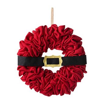 Glitzhome Artificial Christmas Door Wreath, 17.5 Inch Multi-Color Fabric Wreath Decor